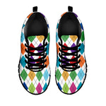 Colorful Argyle Pattern Print Black Sneakers