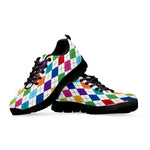 Colorful Argyle Pattern Print Black Sneakers