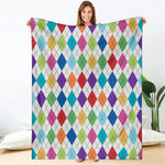 Colorful Argyle Pattern Print Blanket