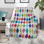 Colorful Argyle Pattern Print Blanket