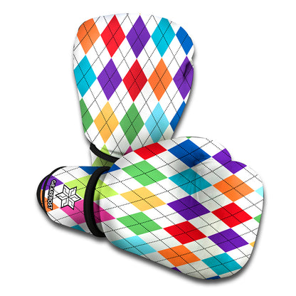 Colorful Argyle Pattern Print Boxing Gloves