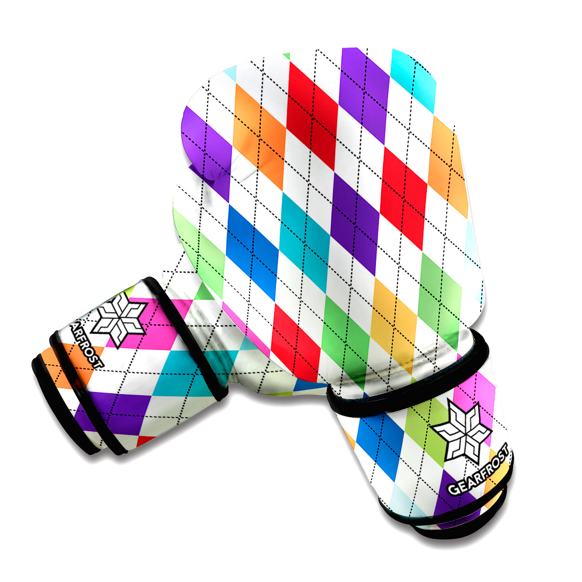 Colorful Argyle Pattern Print Boxing Gloves