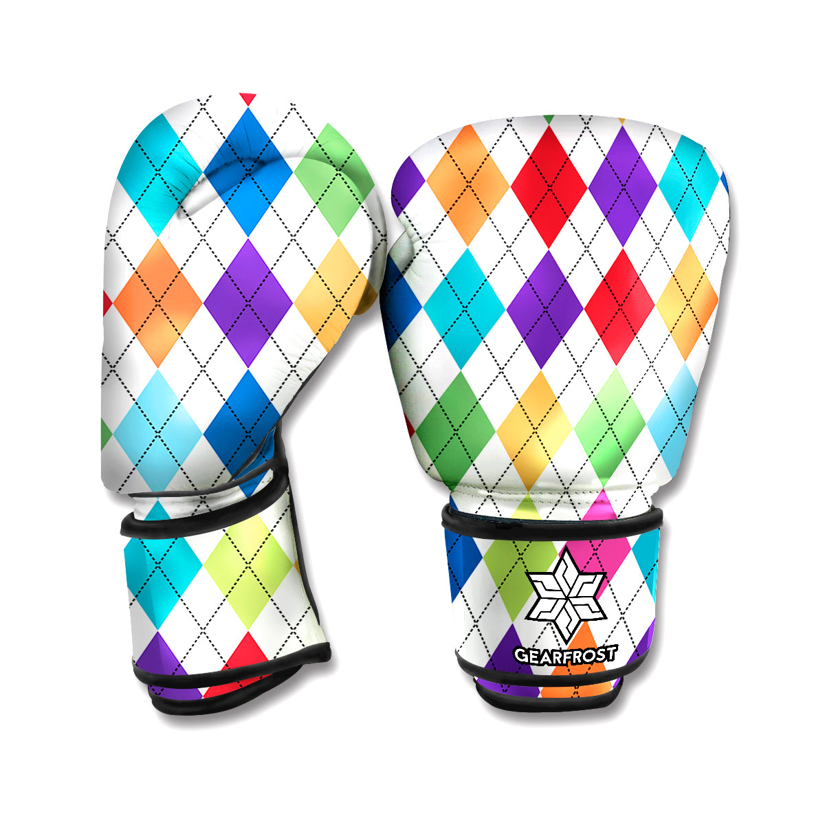 Colorful Argyle Pattern Print Boxing Gloves