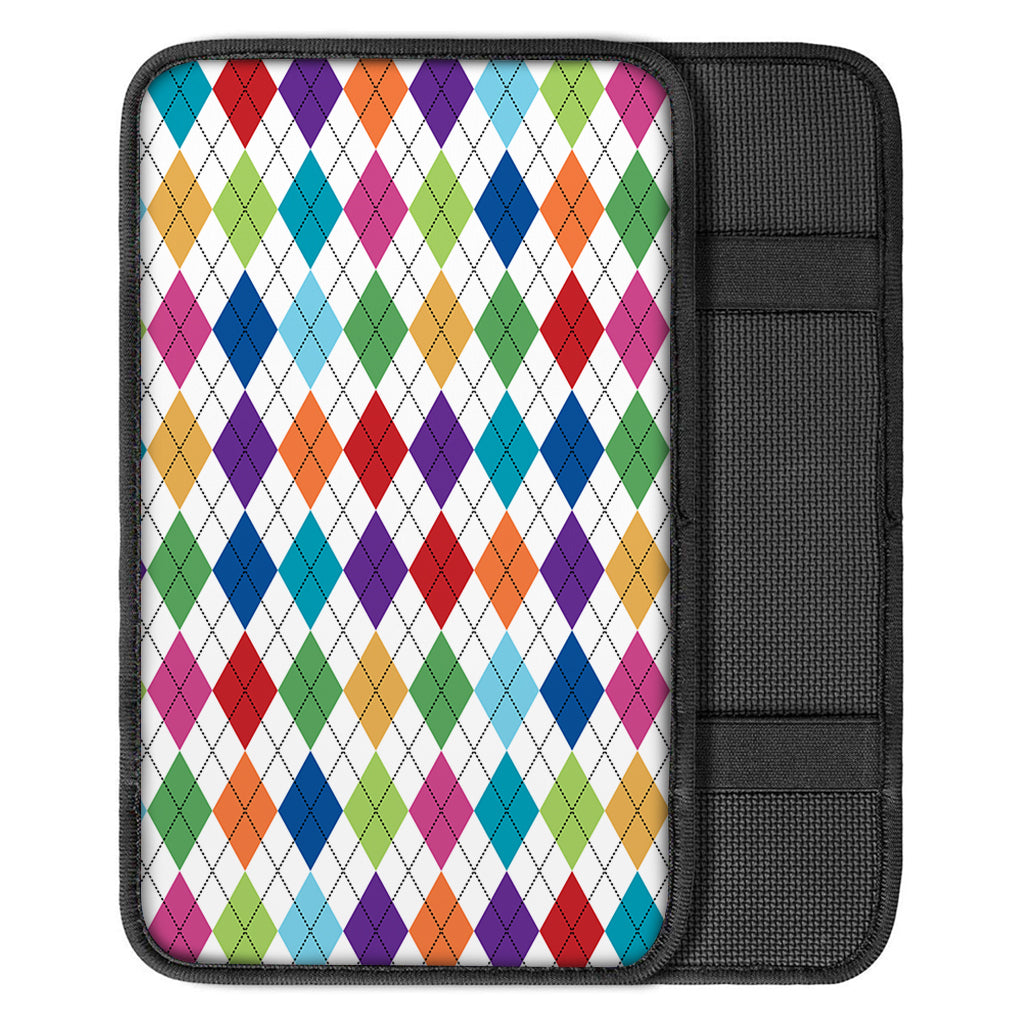 Colorful Argyle Pattern Print Car Center Console Cover