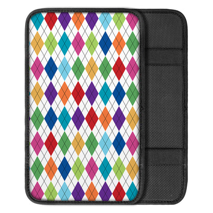 Colorful Argyle Pattern Print Car Center Console Cover