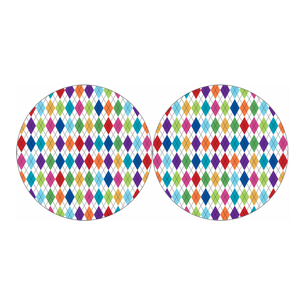 Colorful Argyle Pattern Print Car Coasters