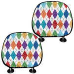 Colorful Argyle Pattern Print Car Headrest Covers