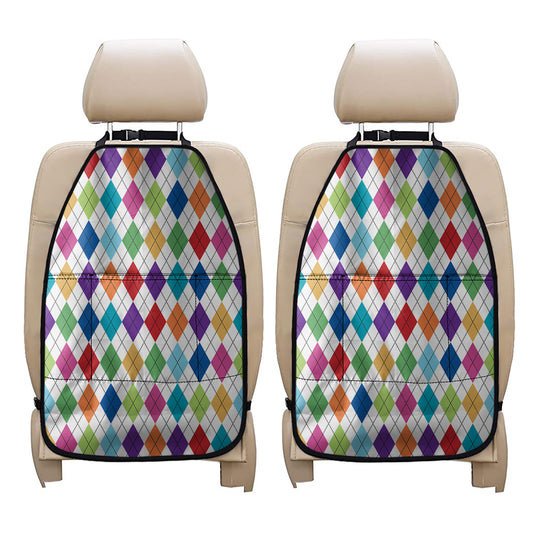 Colorful Argyle Pattern Print Car Seat Organizers