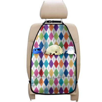 Colorful Argyle Pattern Print Car Seat Organizers