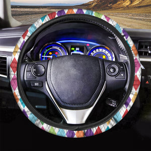 Colorful Argyle Pattern Print Car Steering Wheel Cover