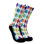 Colorful Argyle Pattern Print Crew Socks