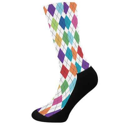 Colorful Argyle Pattern Print Crew Socks