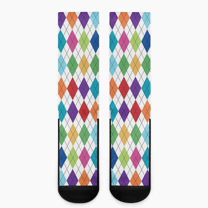 Colorful Argyle Pattern Print Crew Socks