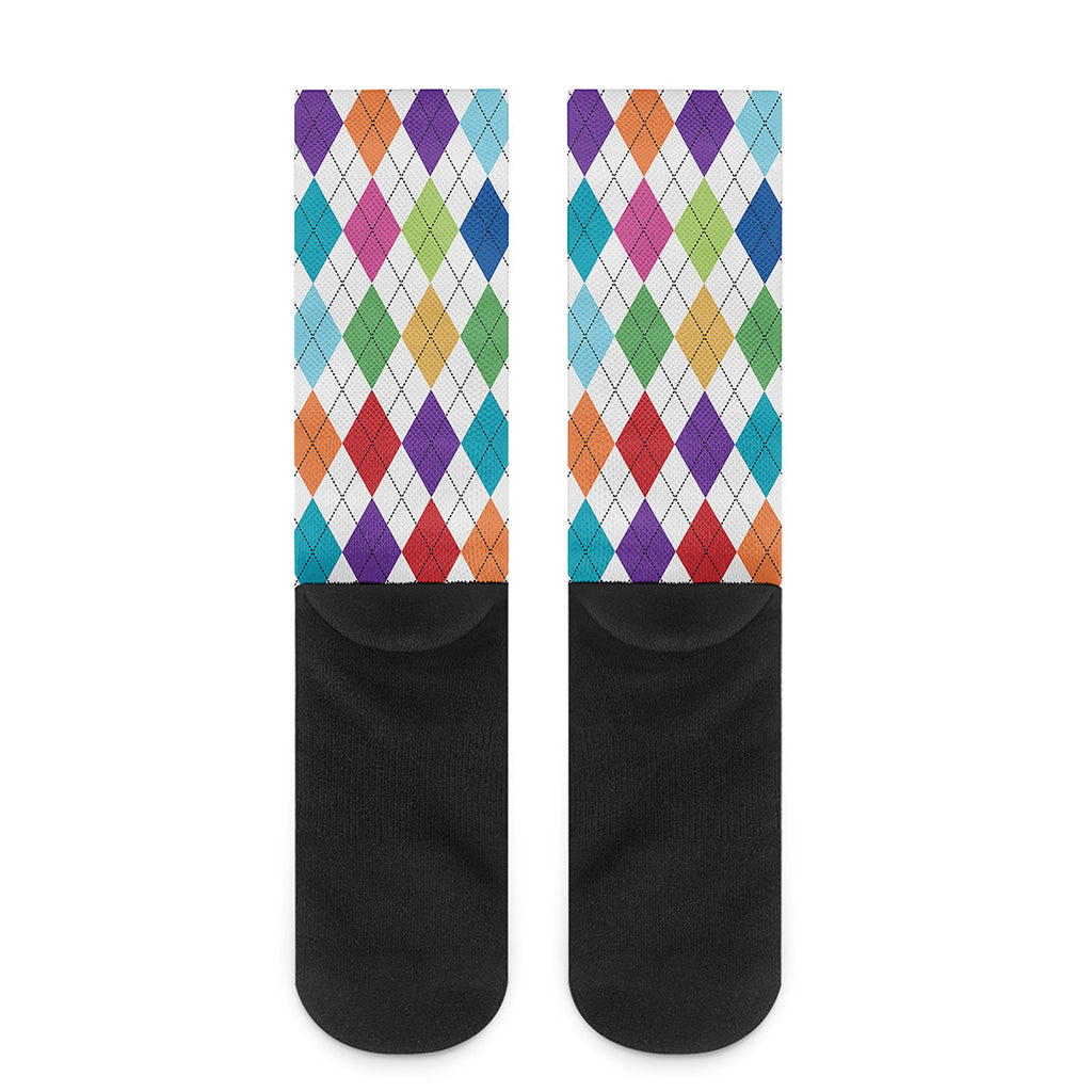 Colorful Argyle Pattern Print Crew Socks