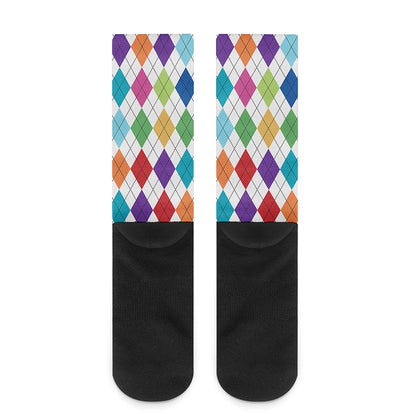 Colorful Argyle Pattern Print Crew Socks