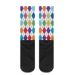Colorful Argyle Pattern Print Crew Socks