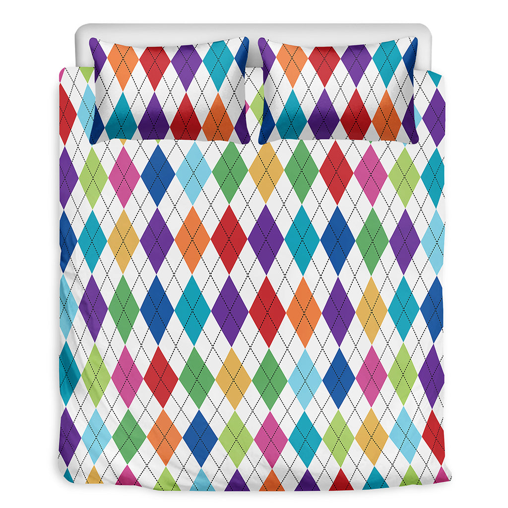 Colorful Argyle Pattern Print Duvet Cover Bedding Set