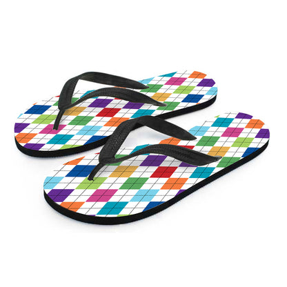 Colorful Argyle Pattern Print Flip Flops