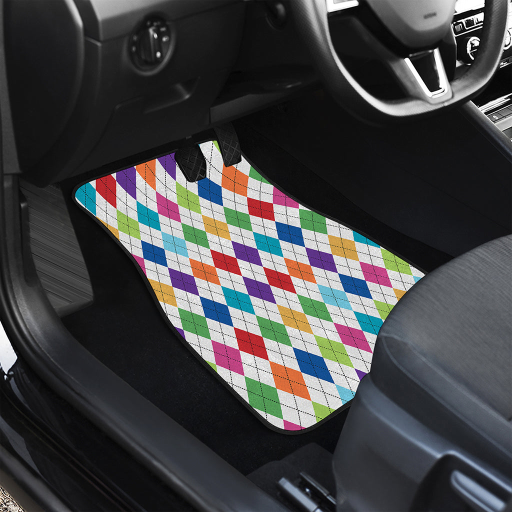 Colorful Argyle Pattern Print Front and Back Car Floor Mats