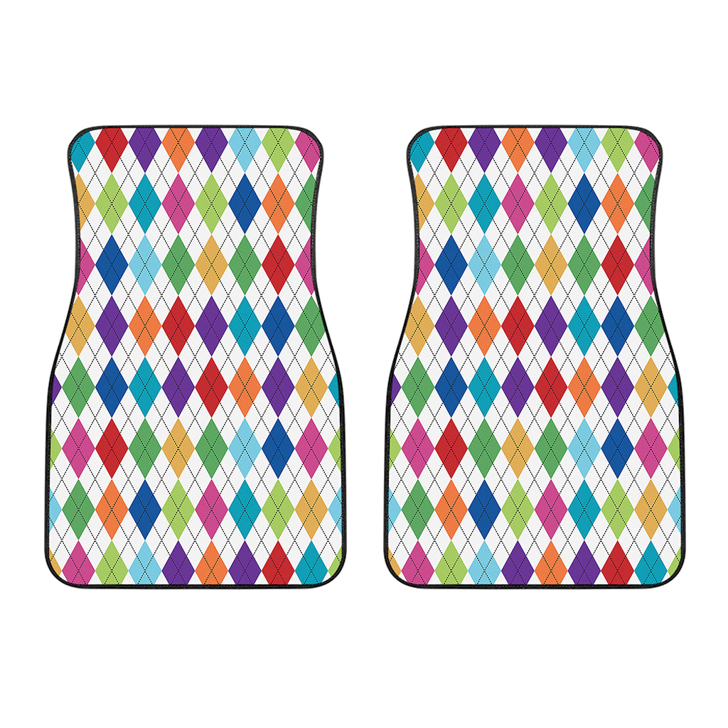 Colorful Argyle Pattern Print Front Car Floor Mats