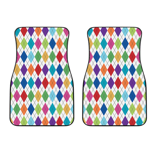 Colorful Argyle Pattern Print Front Car Floor Mats