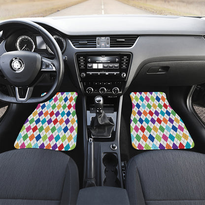 Colorful Argyle Pattern Print Front Car Floor Mats