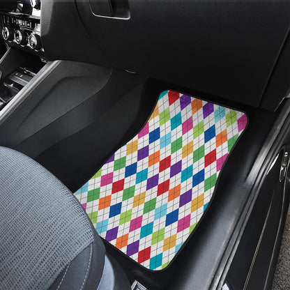 Colorful Argyle Pattern Print Front Car Floor Mats