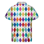 Colorful Argyle Pattern Print Men's Short Sleeve Shirt