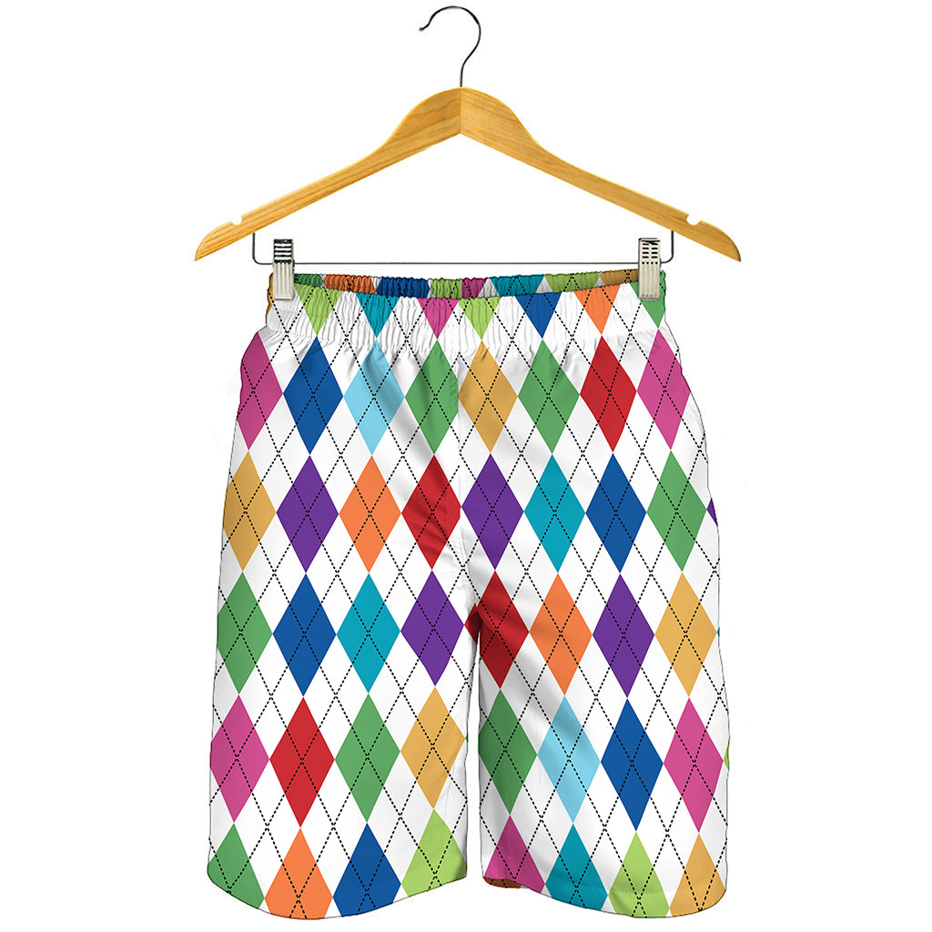 Colorful Argyle Pattern Print Men's Shorts