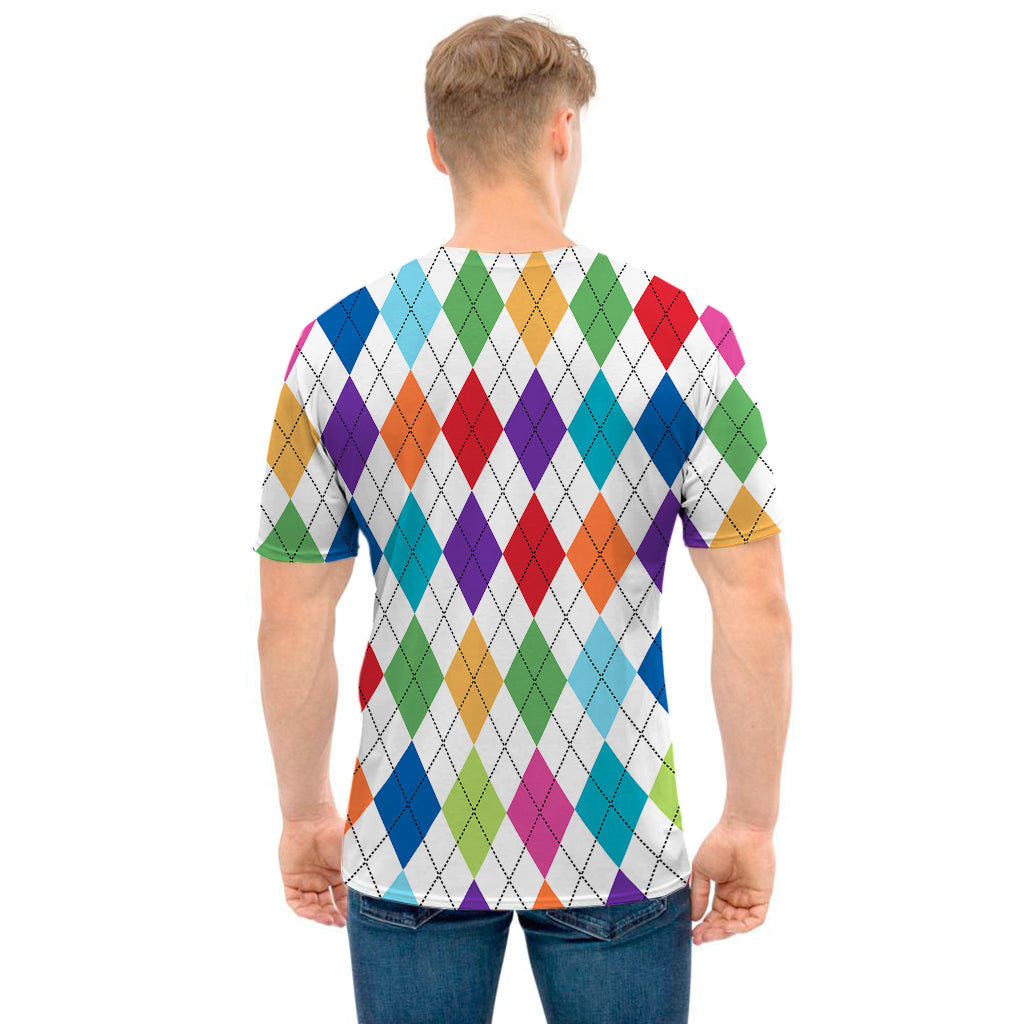 Colorful Argyle Pattern Print Men's T-Shirt