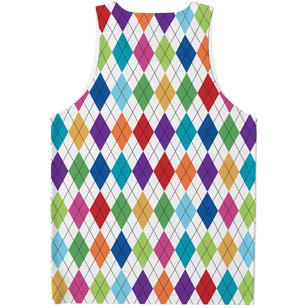 Colorful Argyle Pattern Print Men's Tank Top