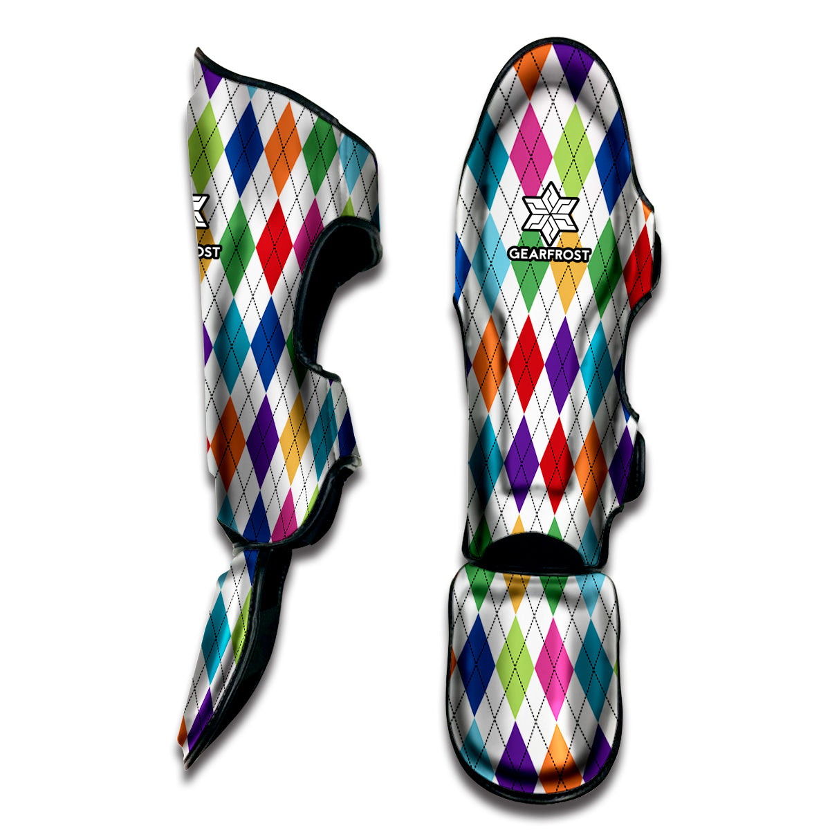 Colorful Argyle Pattern Print Muay Thai Shin Guard