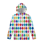 Colorful Argyle Pattern Print Pullover Hoodie