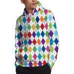 Colorful Argyle Pattern Print Pullover Hoodie