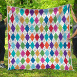 Colorful Argyle Pattern Print Quilt