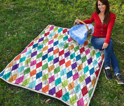 Colorful Argyle Pattern Print Quilt