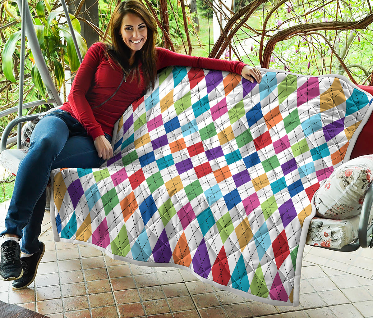 Colorful Argyle Pattern Print Quilt