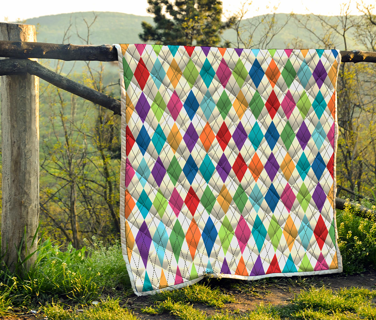 Colorful Argyle Pattern Print Quilt