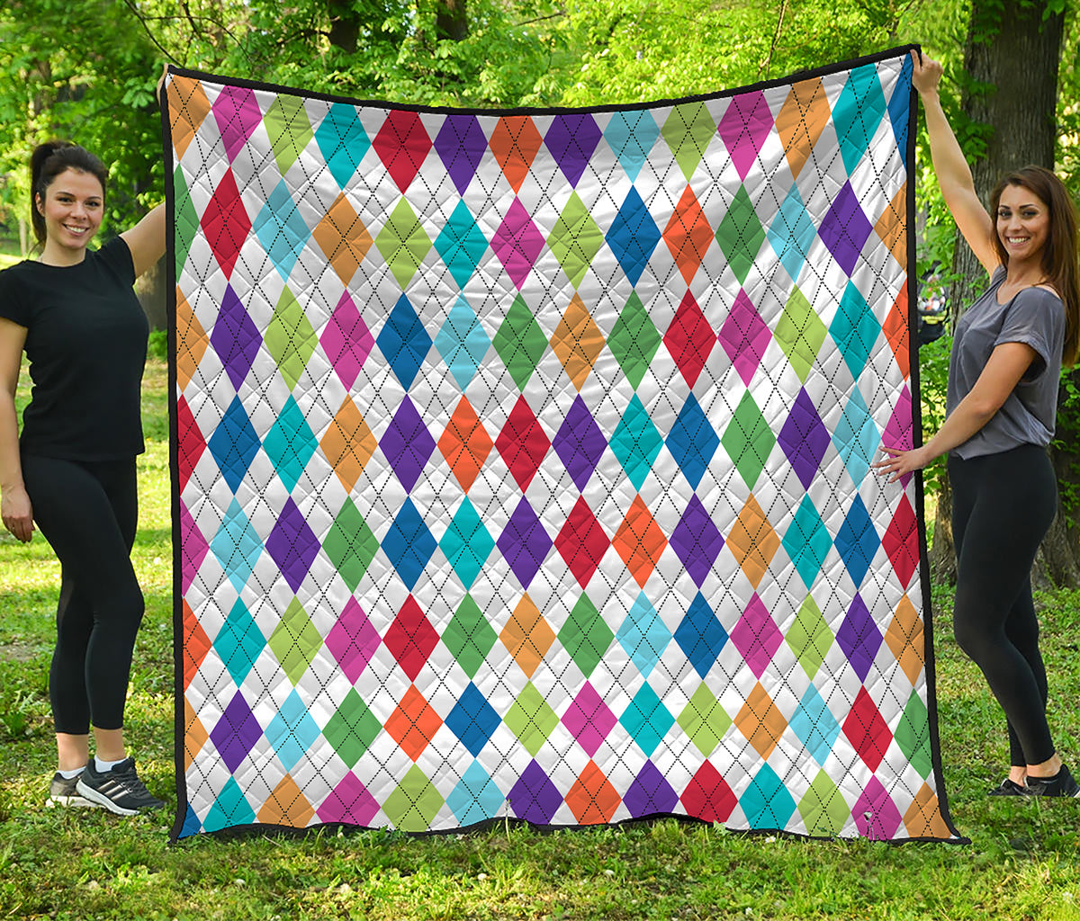 Colorful Argyle Pattern Print Quilt