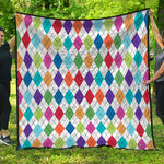 Colorful Argyle Pattern Print Quilt