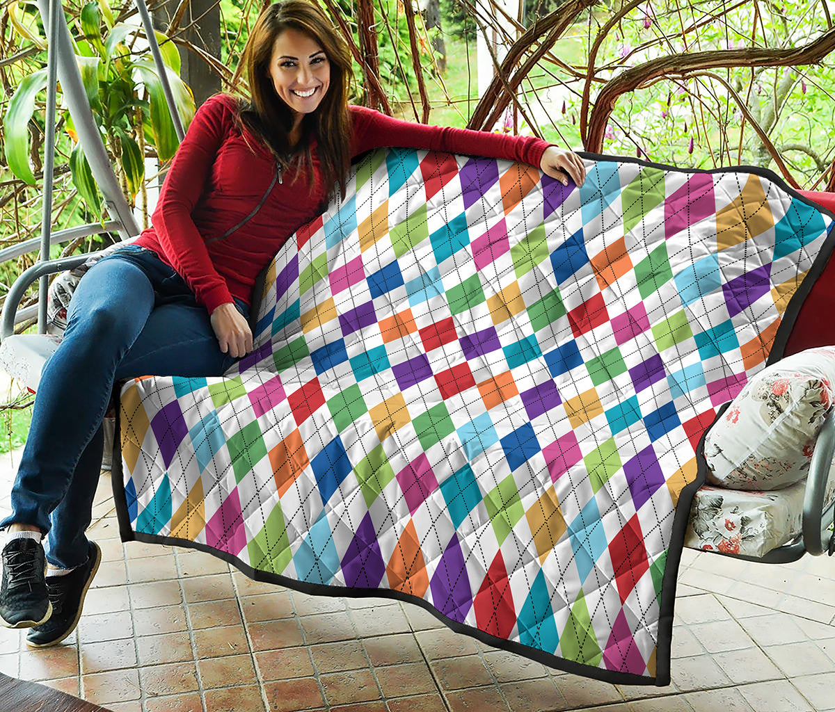 Colorful Argyle Pattern Print Quilt