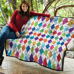 Colorful Argyle Pattern Print Quilt