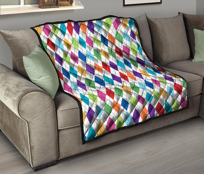 Colorful Argyle Pattern Print Quilt