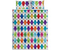 Colorful Argyle Pattern Print Quilt Bed Set