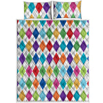 Colorful Argyle Pattern Print Quilt Bed Set