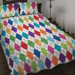 Colorful Argyle Pattern Print Quilt Bed Set