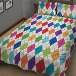 Colorful Argyle Pattern Print Quilt Bed Set