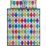 Colorful Argyle Pattern Print Quilt Bed Set