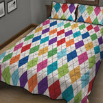 Colorful Argyle Pattern Print Quilt Bed Set