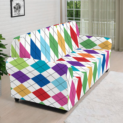 Colorful Argyle Pattern Print Sofa Cover